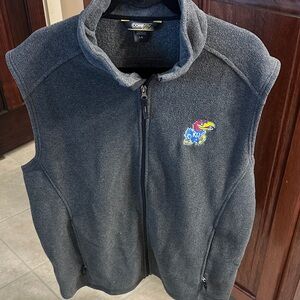 Colosseum Charcoal Fleece Vest with KU Jayhawks logo